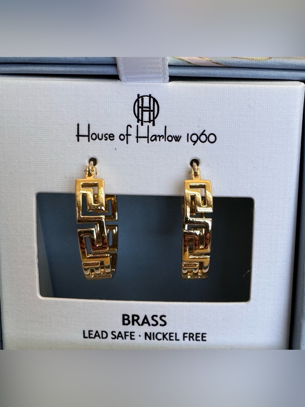 Greek key hoop earrings - Picture 2 of 2